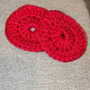 Handmade Red Crochet Kitchen Scrubbies